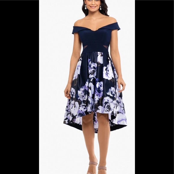 Xscape Dresses & Skirts - ⚡️SALE⚡️XSCAPE Off the shoulder hi low floral print dress